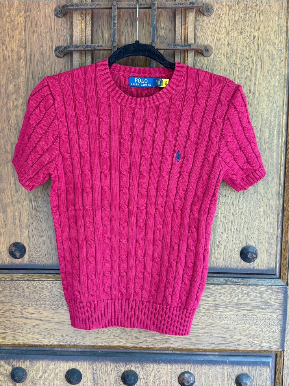 Ralph Lauren Hot Pink Cable-Knit Crewneck Sweater Size S